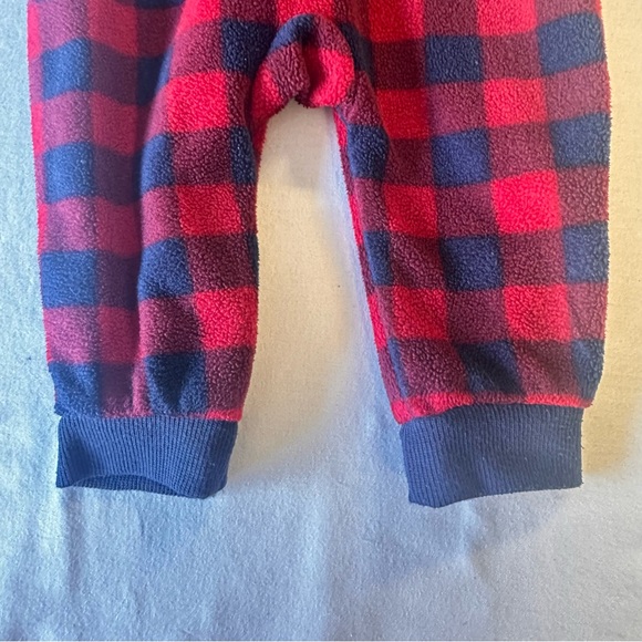 7 for all mankind - Cozy Red and Black Plaid Kids One Piece Bunting bag/romper - Picture 6 of 7